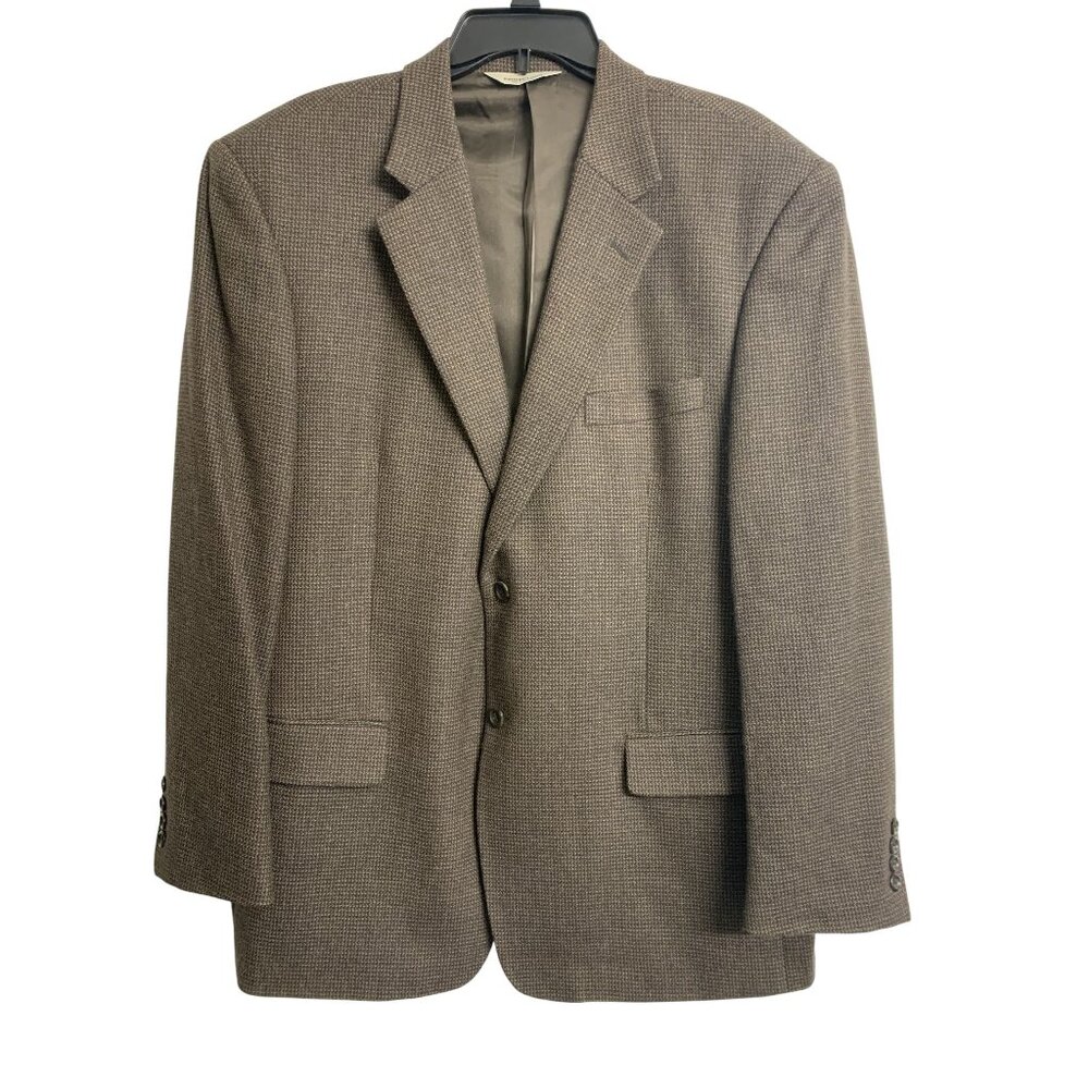 Pronto Uomo 44R Lambswool Blazer Jacket Brown Houndstooth Business Casual